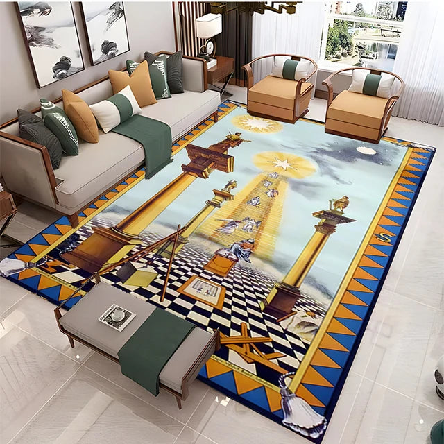 Freemasonry Symbol Non-Slip Area Rug