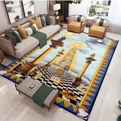 Freemasonry Symbol Non-Slip Area Rug