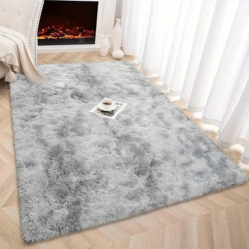 FORSWAN Gray Plush Velvet Area Rug