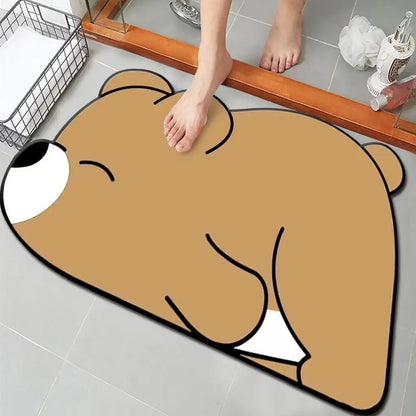 Bathroom absorbent non-slip foot pad cute cartoon household diatom mud floor mat quick drying entry toilet toilet anti-drop