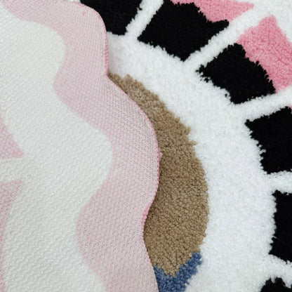 Creative Globe Tufted Color-Block Fluffy Rug