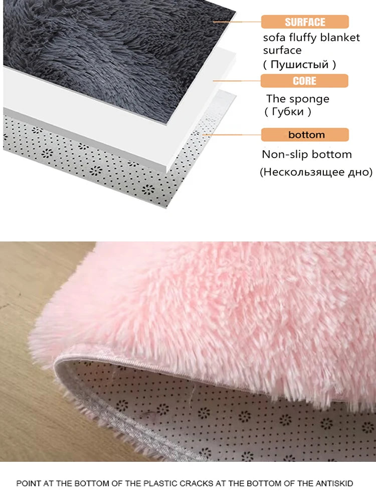 Plush Round Fluffy Non-Slip White Area Rug