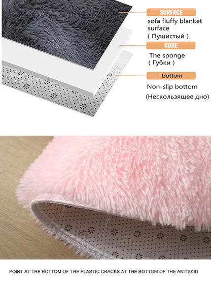 Plush Round Fluffy Non-Slip White Area Rug