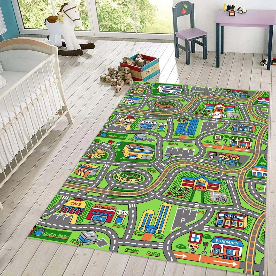 VIKAMA Kids Car Track Play Rug