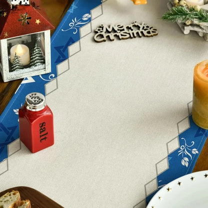 Elegant Linen Tablecloth Star of David Seven-Branched Candlestick Passover Table Decor