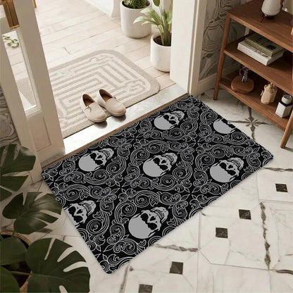 Gothic skull non-slip entryway door mat