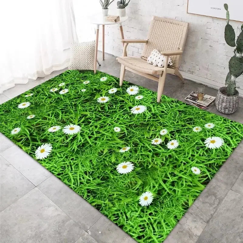 Chamomile Flower Spring Area Rug