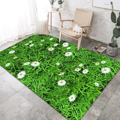 Chamomile Flower Spring Area Rug
