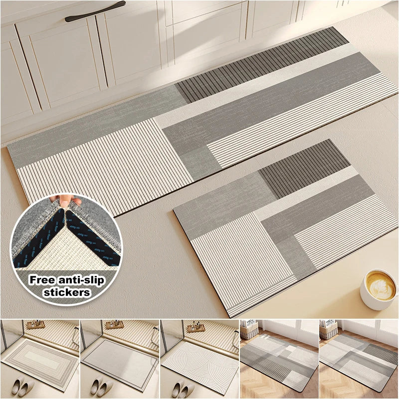 Super Absorbent Kitchen Rug Non-Slip Soft Washable Floor Mat Bathroom Entrance Carpet