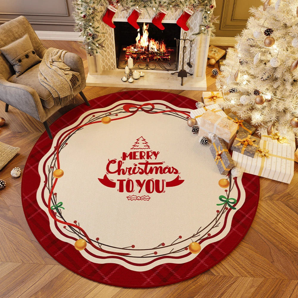 VIKAMA Christmas Tree Round Anti-Slip Rug