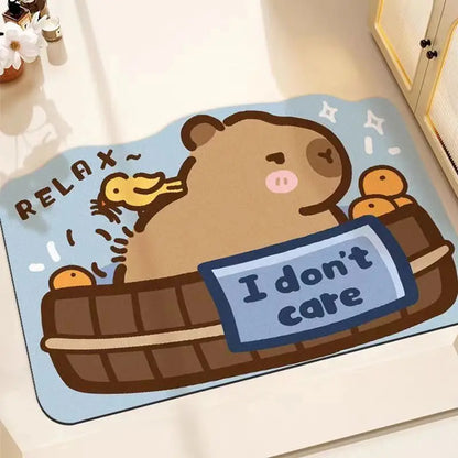 Bathroom absorbent non-slip foot pad cute cartoon household diatom mud floor mat quick drying entry toilet toilet anti-drop