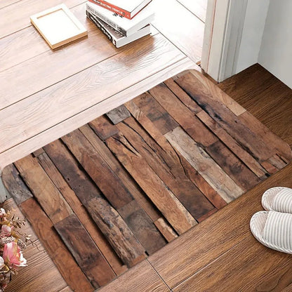 Wood Stripe Non-Slip Washable Welcome Doormat