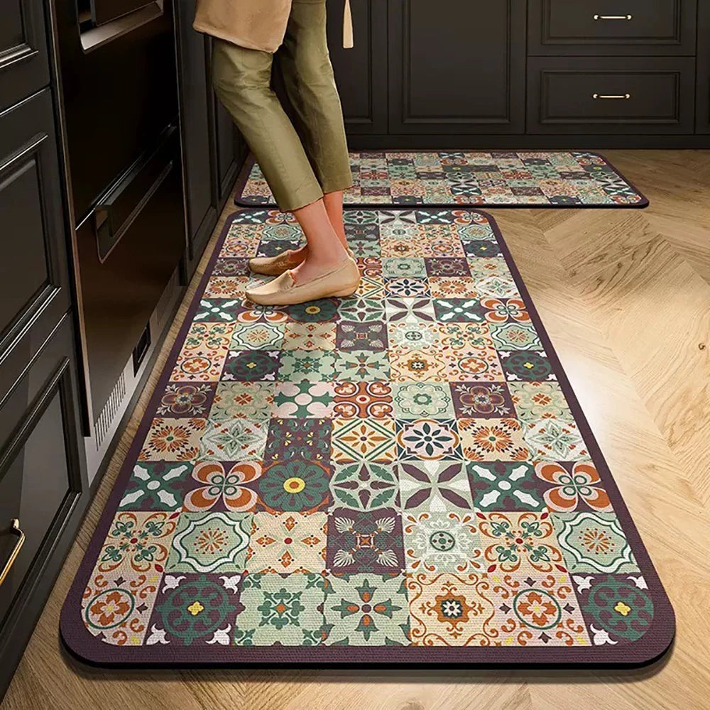 Non-Slip Kitchen Mat Long Crystal Velvet Rug Absorbent Foot Mat Bedroom Living Room Doormat Small Carpet Home Decor