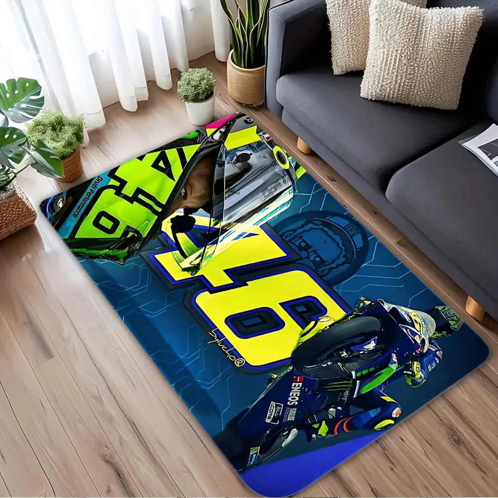 Racing Theme Carpet Mat Motorcycle & Sports Car Design Non-Slip Rug Game Room Living Room Bedroom Home Decor