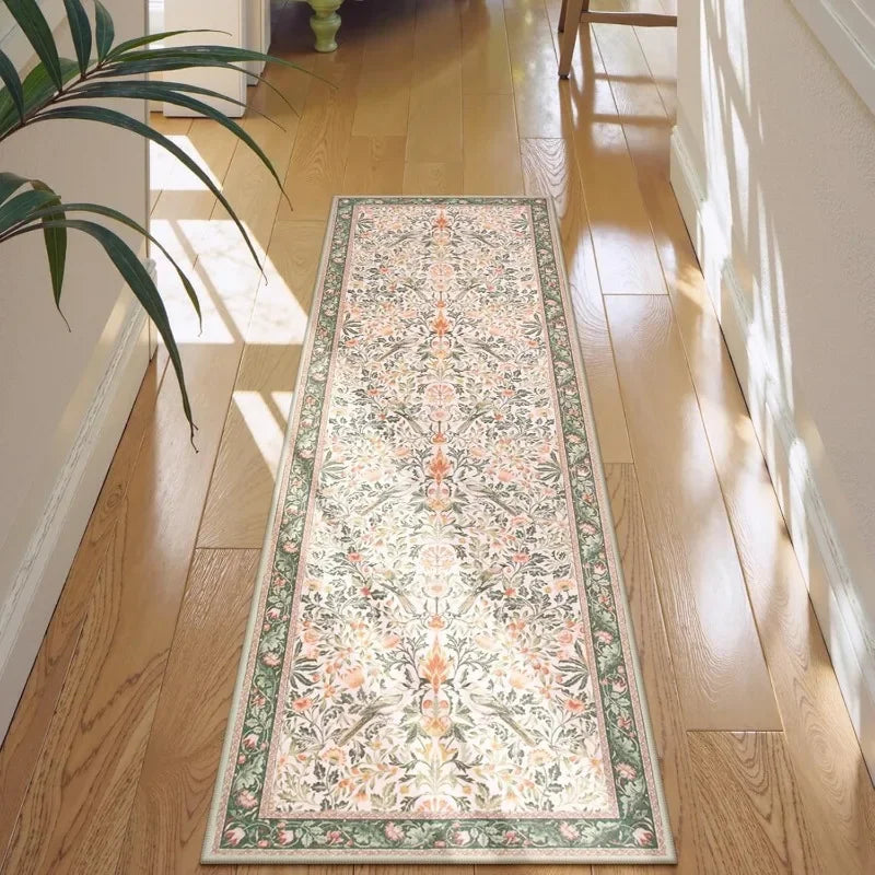 Victorian Bird Floral Runner Rug