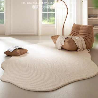 Cream Style Luxury Stripe Irregular Plush Area Rug