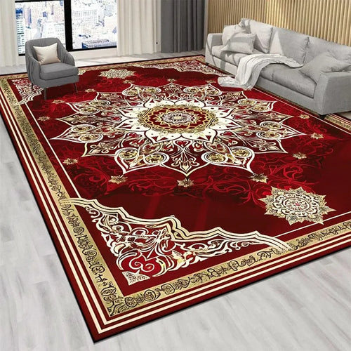 Persian Luxury Red Carpet Large Non-Slip Living Room Bedroom Rug Washable Aisle Floor Mat Home Decor