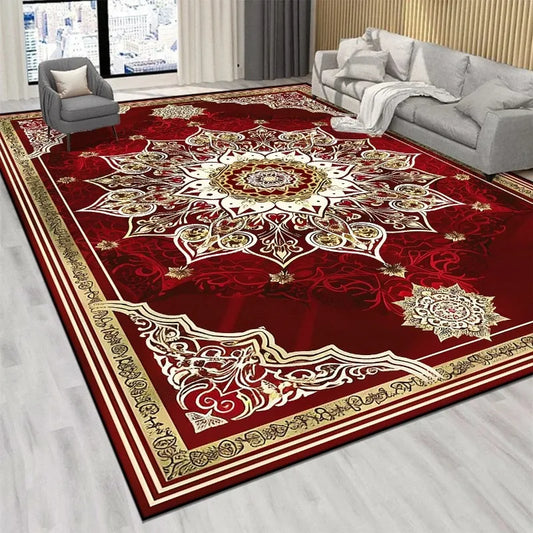 Persian Luxury Red Carpet Large Non-Slip Living Room Bedroom Rug Washable Aisle Floor Mat Home Decor