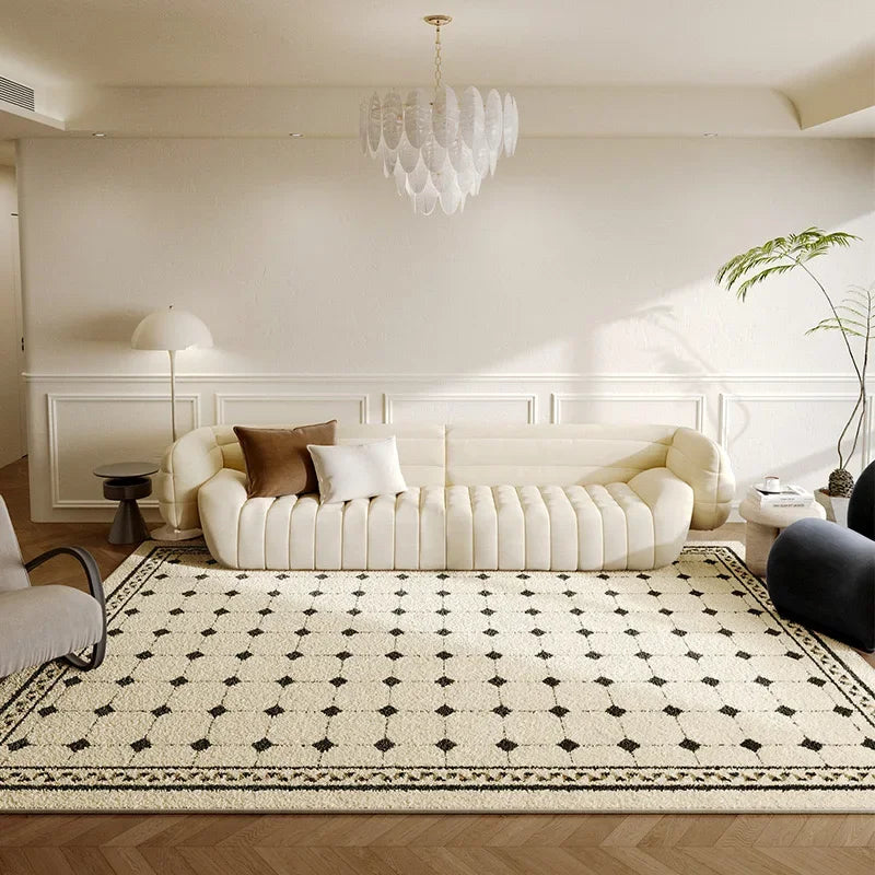 VIKAMA Cream Checkerboard Luxury Carpet