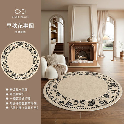 Medieval Style Round Light Luxury Washable Area Rug