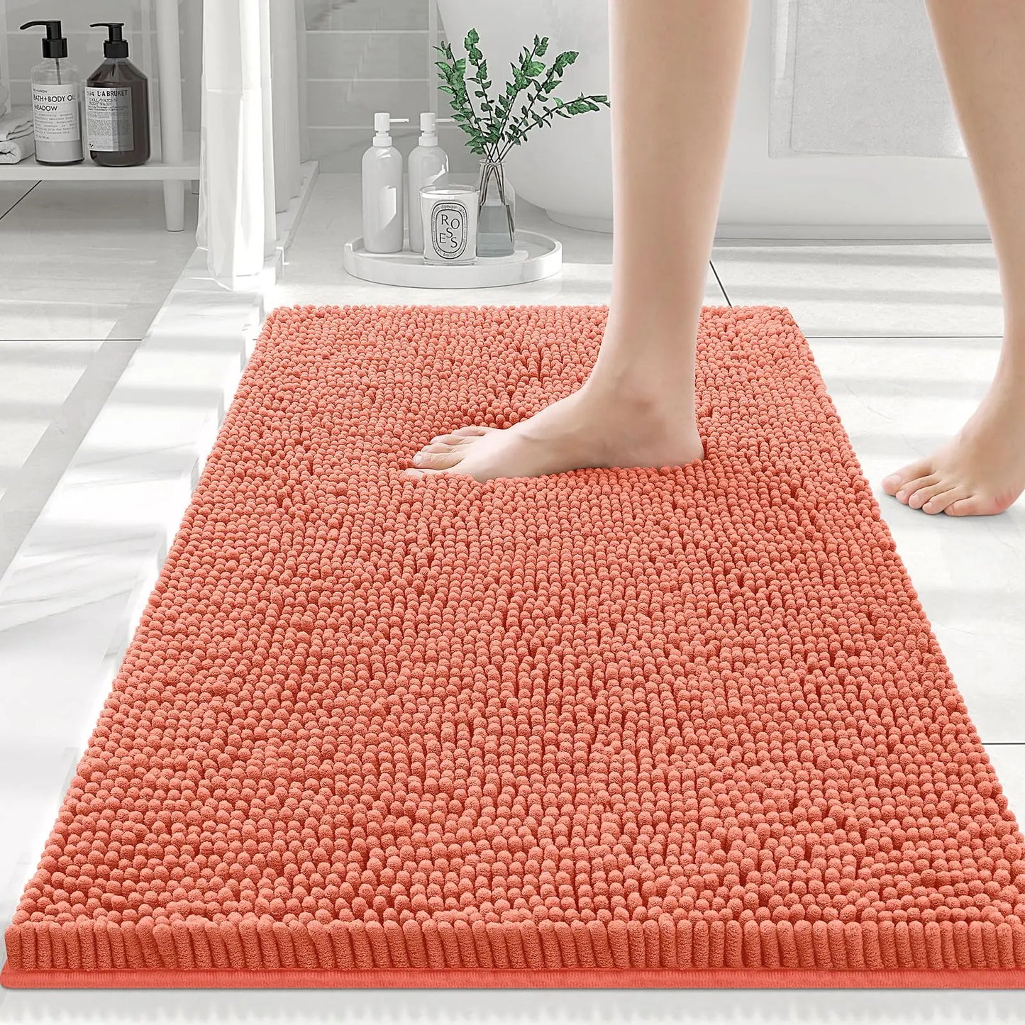 Olanly Chenille Soft Non-Slip Bath Mat