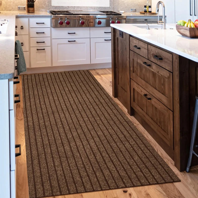 Non-slip striped kitchen and hallway mat