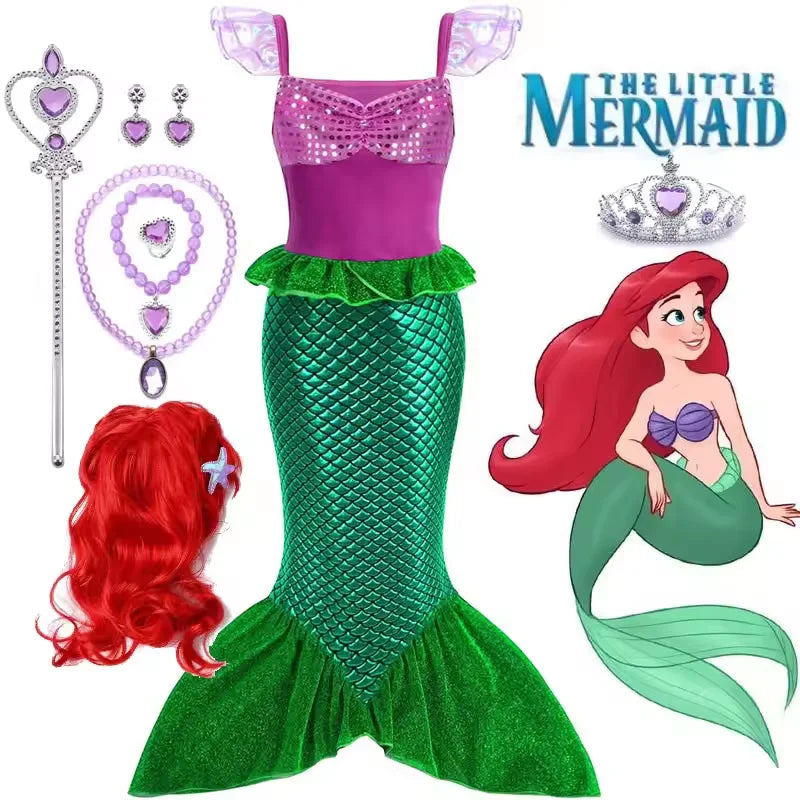 Ariel Little Mermaid Princess Costume Dress For Girls