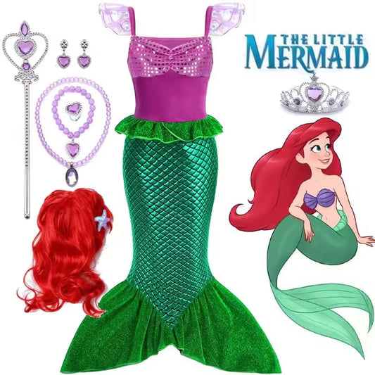 Ariel Little Mermaid Princess Costume Dress For Girls