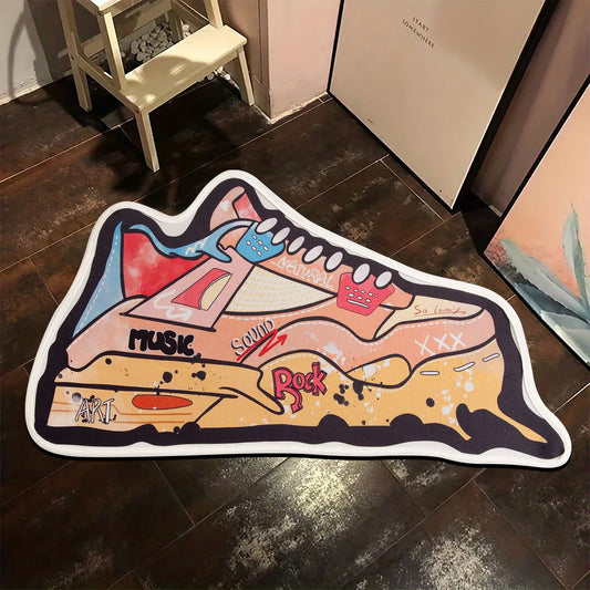 Yellow Basketball Shoes Shaped Non-Slip Area Rug