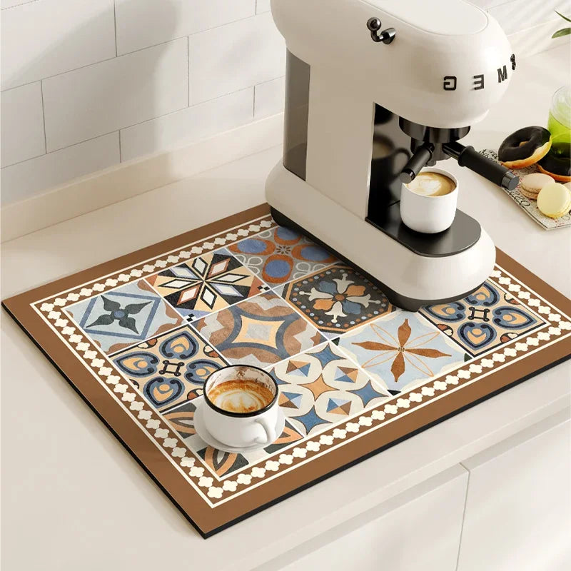 VIKAMA Vintage Bohemian Absorbent Dish Drying Mat