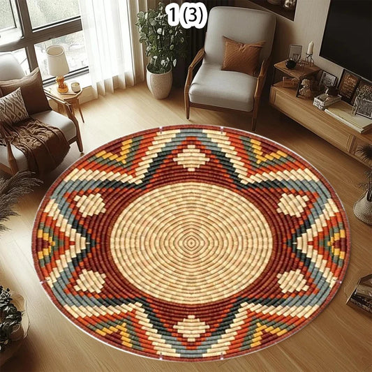 Boho Geometric Round Area Rug