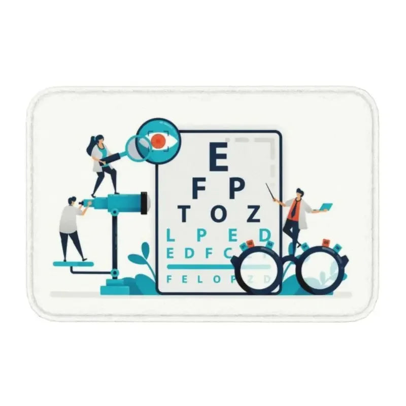 Snellen Eye Chart Doormat Optometrist Style Non-Slip Entrance Rug Kitchen Bathroom Garage Floor Mat