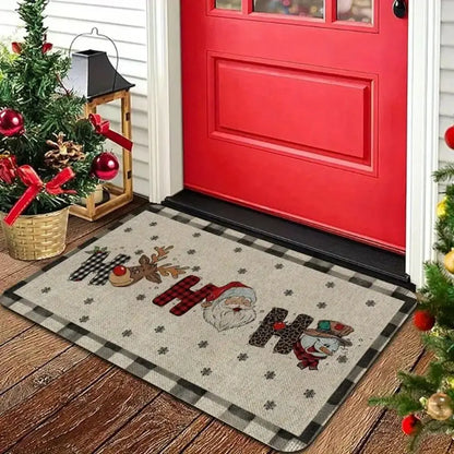 VIKAMA Christmas Happy Santa Reindeer Welcome Doormat