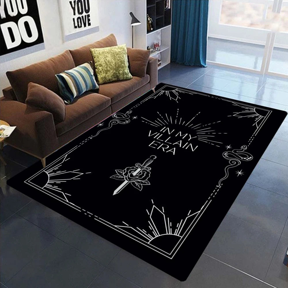 Gothic Black White Vintage Area Rug