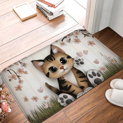 Cartoon Cat Door Mat Soft Comfortable Non-Slip Bedroom Living Room Entrance Floor Carpet Hand Washable Home Decor