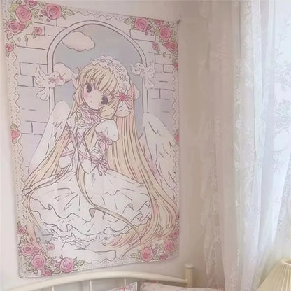 VIKAMA Angel Rose Aesthetic Wall Tapestry
