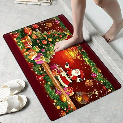 Snowman snowflake Christmas kitchen mat festive home decor rug