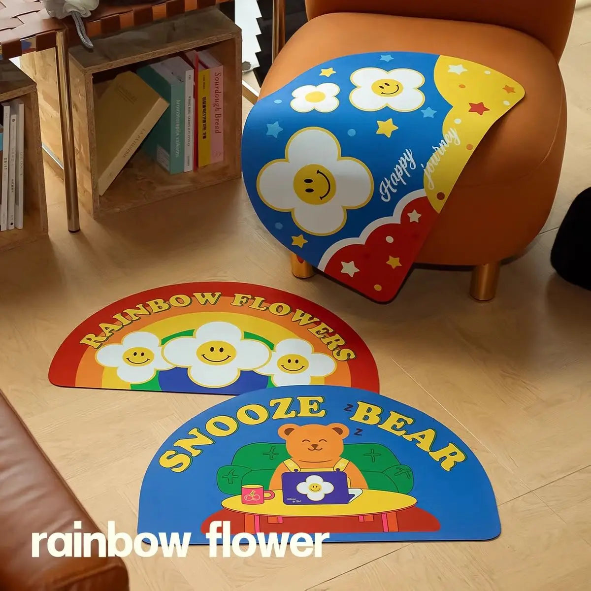 VIKAMA Rainbow Flower Anti-Slip Floor Mat
