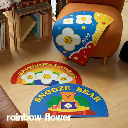 VIKAMA Rainbow Flower Anti-Slip Floor Mat