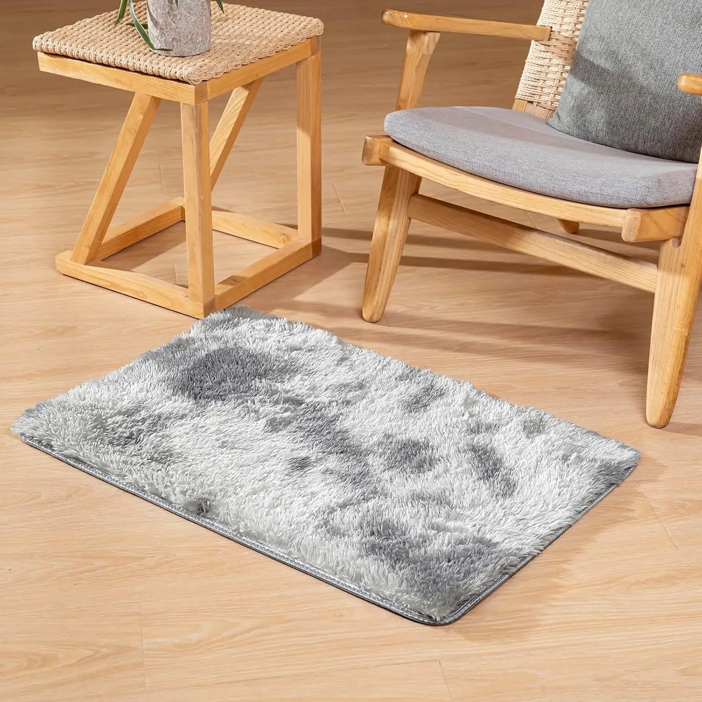 VIKAMA Silk Wool Rug 40×60 cm Soft Washable Bedside Living Room Nursery Mat Home Decor