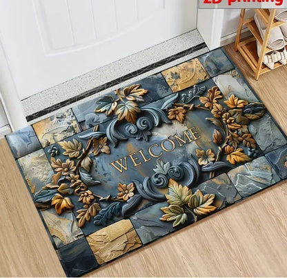 Stone patterned farmhouse welcome front door mat