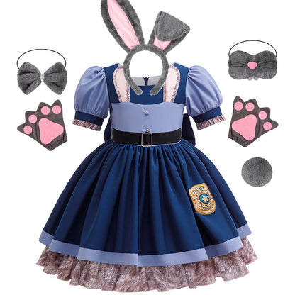Zootopia Judy Bunny Police Officer Costume Dress For Girls