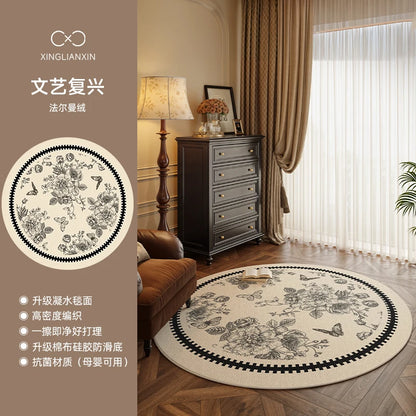 Medieval Style Round Light Luxury Washable Area Rug