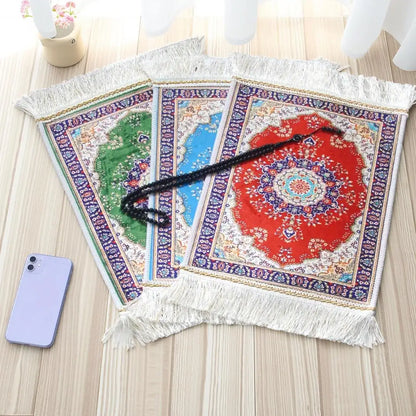 Portable prayer rug set with beads