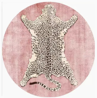 Leopard Print Round Fluffy Non-Slip Area Rug