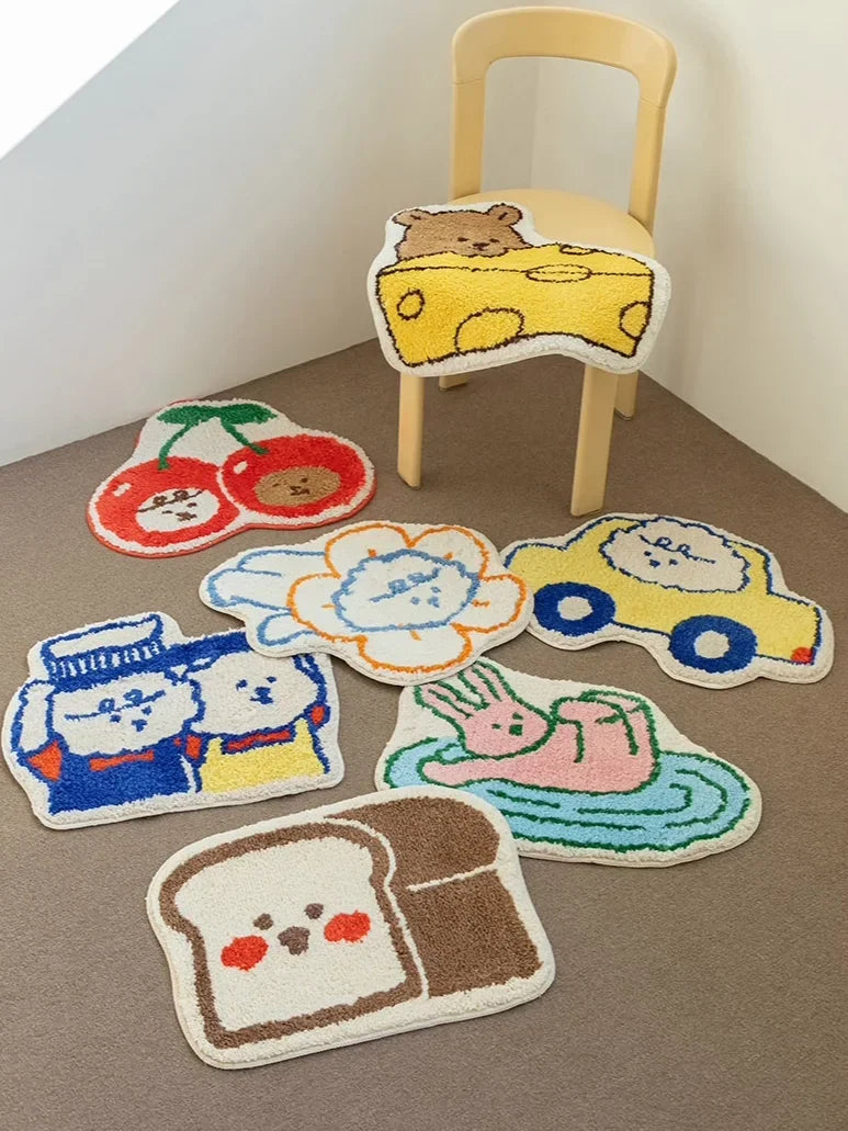 VIKAMA Cartoon Soft Cashmere-Feel Bedside Area Rug