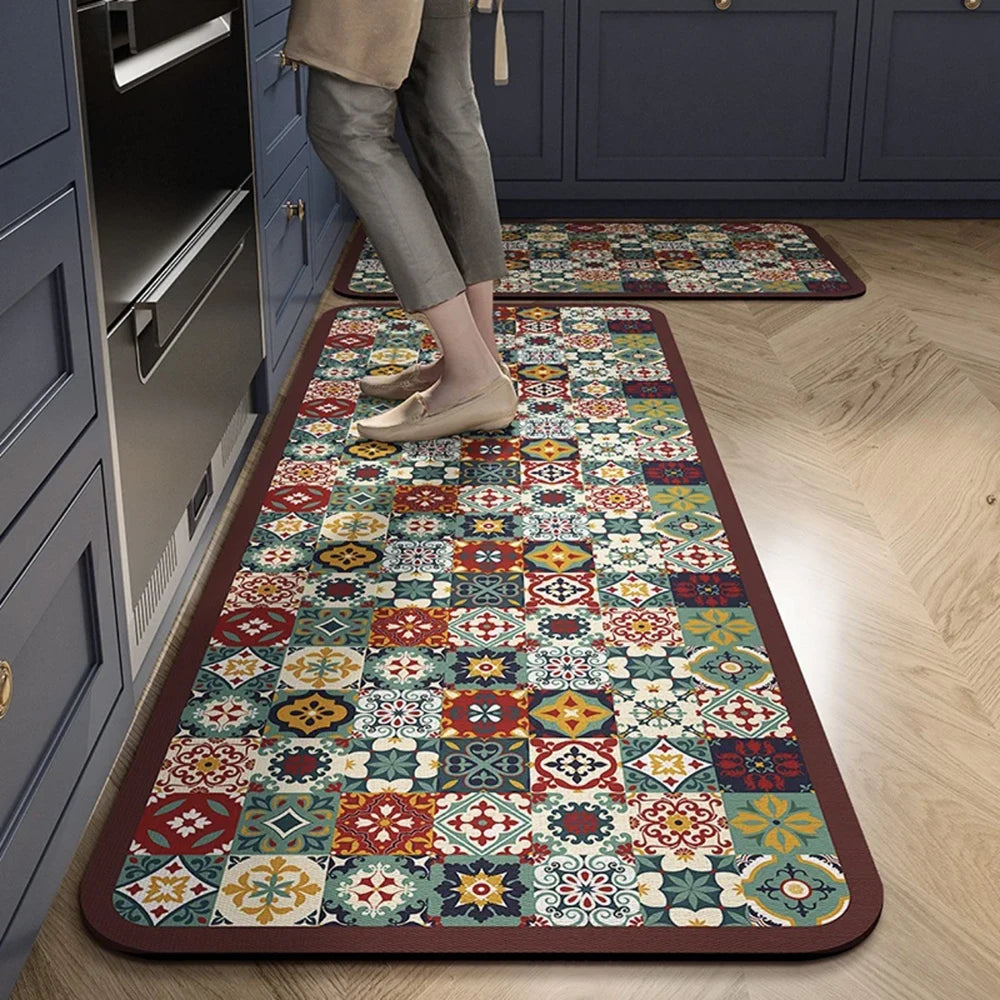 VIKAMA Kitchen Oil-Resistant Floor Mat Absorbent Quick-Dry Non-Slip Bathroom Doormat