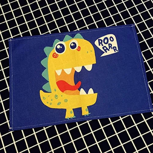 Cartoon Green Dinosaur Cotton Linen Kids Placemat Set