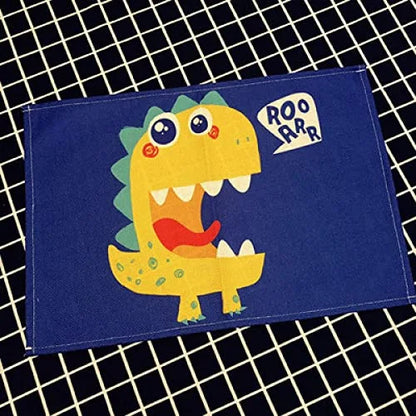 Cartoon Green Dinosaur Cotton Linen Kids Placemat Set