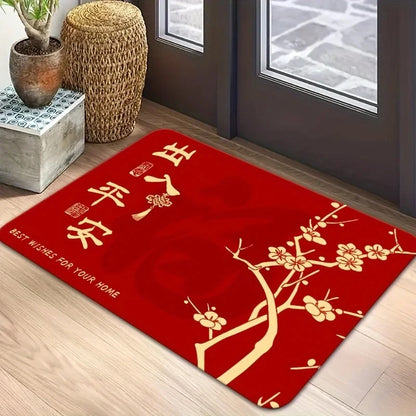 Chinese New Year Soft Absorbent Non-Slip Entrance Doormat Festive Home Decor Rug Gift Mat